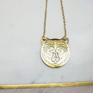 Mama Bear necklace, Momma bear, Grizzly bear pendant, Gold bear jewelry, Zoo animals, Wildlife gifts, Wildlife jewellery, Mothers day gift