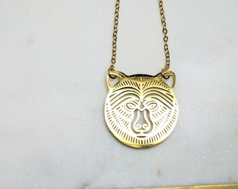 Mama Bear necklace, Momma bear, Grizzly bear pendant, Gold bear jewelry, Zoo animals, Wildlife gifts, Wildlife jewellery, Mothers day gift