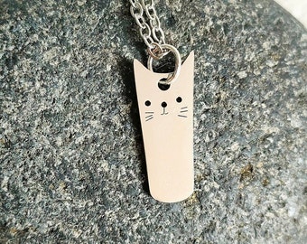 Silver cat necklace, Kitten necklace, Animal lover gift, Kitty earrings, Cat adopt, Crazy cat lady, Sympathy gifts, Pet loss gift, Kitten