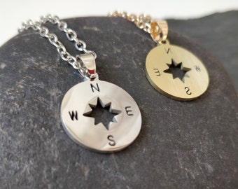 Compass necklace, Traveller gift, Compass pendant, Wanderlust necklace, Geography gift, Motivational gift, Thank you gift, Anxiety necklace