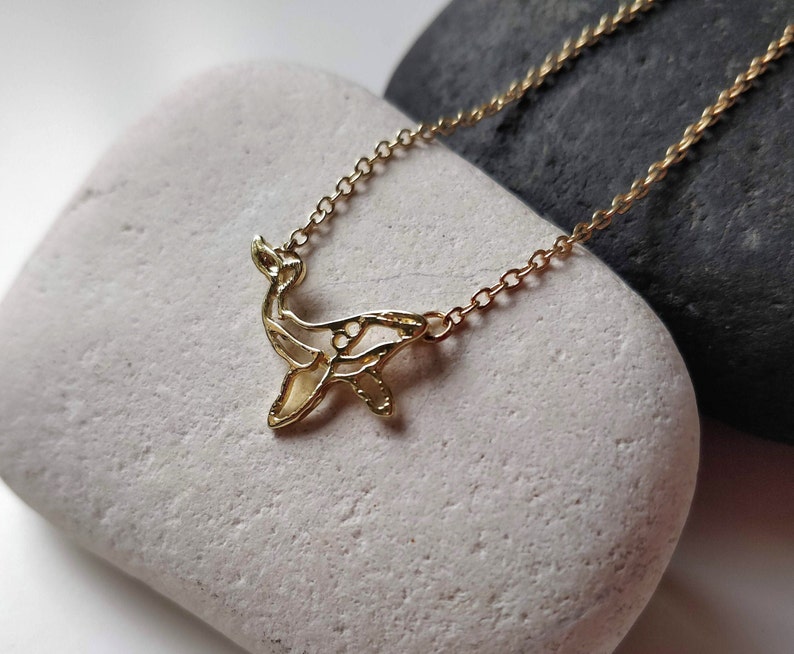 Humpback Whale necklace, Origami necklace, Geometric jewelry, Save the ocean, Sea creature, Blue Ocean animal, Nautical jewelry, Choker gift image 4