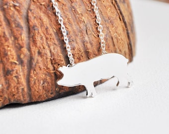 Collar De Cerdo Plata Ley 925 - Colgante Símbolo De Buena Suerte, Cadena 45.7 Cm Ajustable - Regalo Para Mujeres Y Niñas