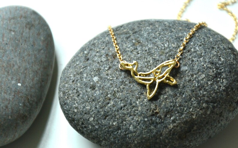 Humpback Whale necklace, Origami necklace, Geometric jewelry, Save the ocean, Sea creature, Blue Ocean animal, Nautical jewelry, Choker gift image 3