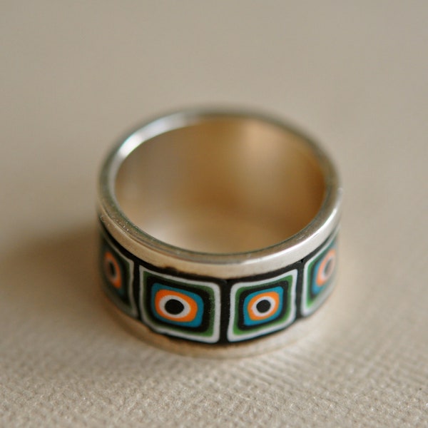Sterling Silver and Polymer Clay ring size 7