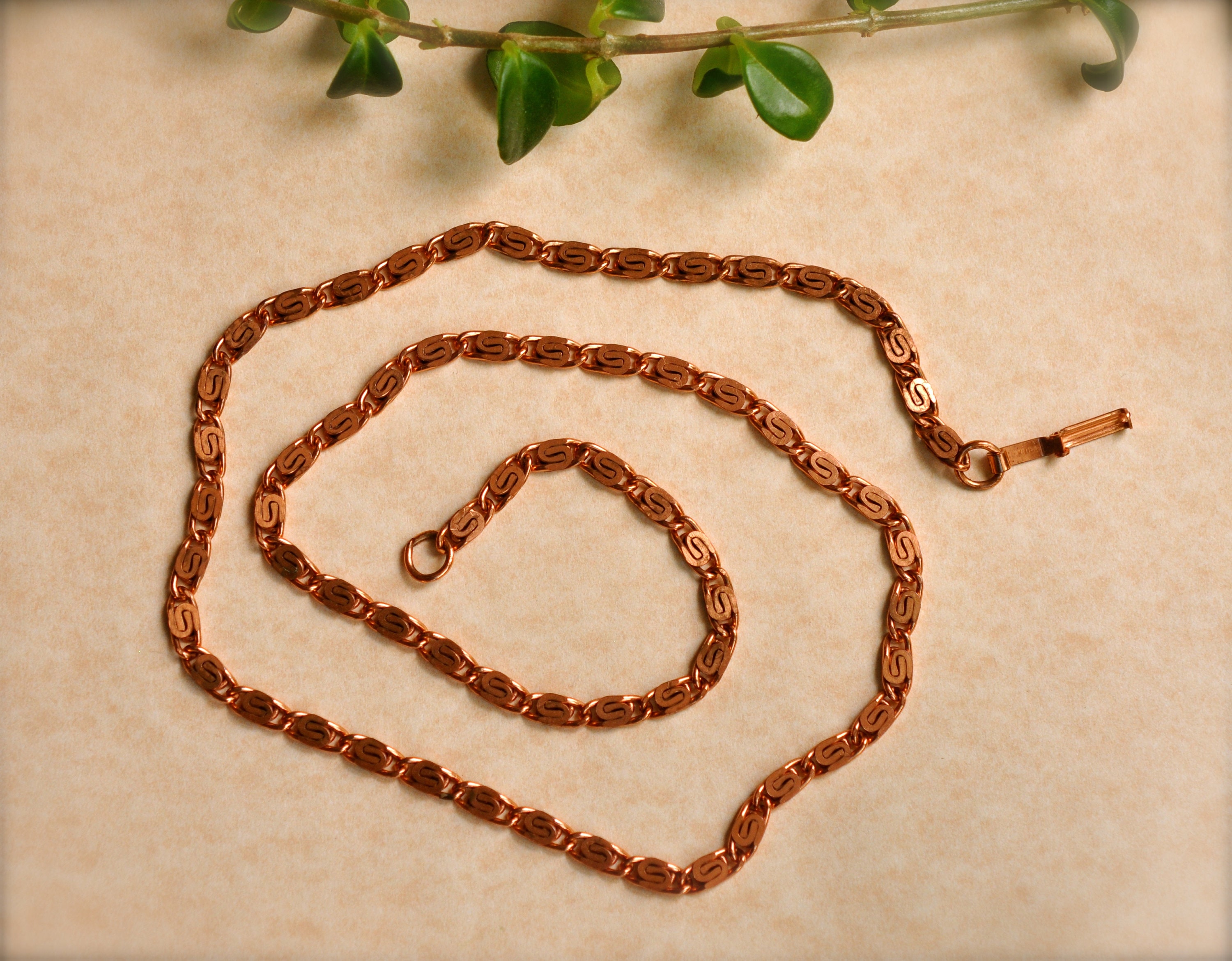 Vintage Solid Copper Chain Necklace 24 Long Etsy Australia