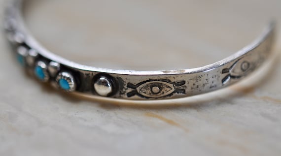 Vintage Native American sterling silver cuff with… - image 5