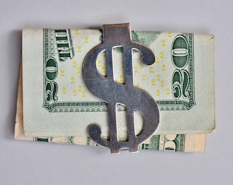 Vintage Solid 800 Silver Money Clip - Dollar Sign - Etsy