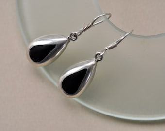 Vintage sterling silver and onyx earrings made in Mexico