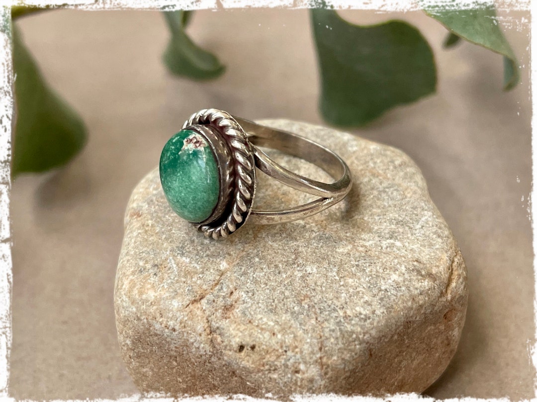 Vintage Native American Sterling Silver With Turquoise Ring Size 4 1/4 ...