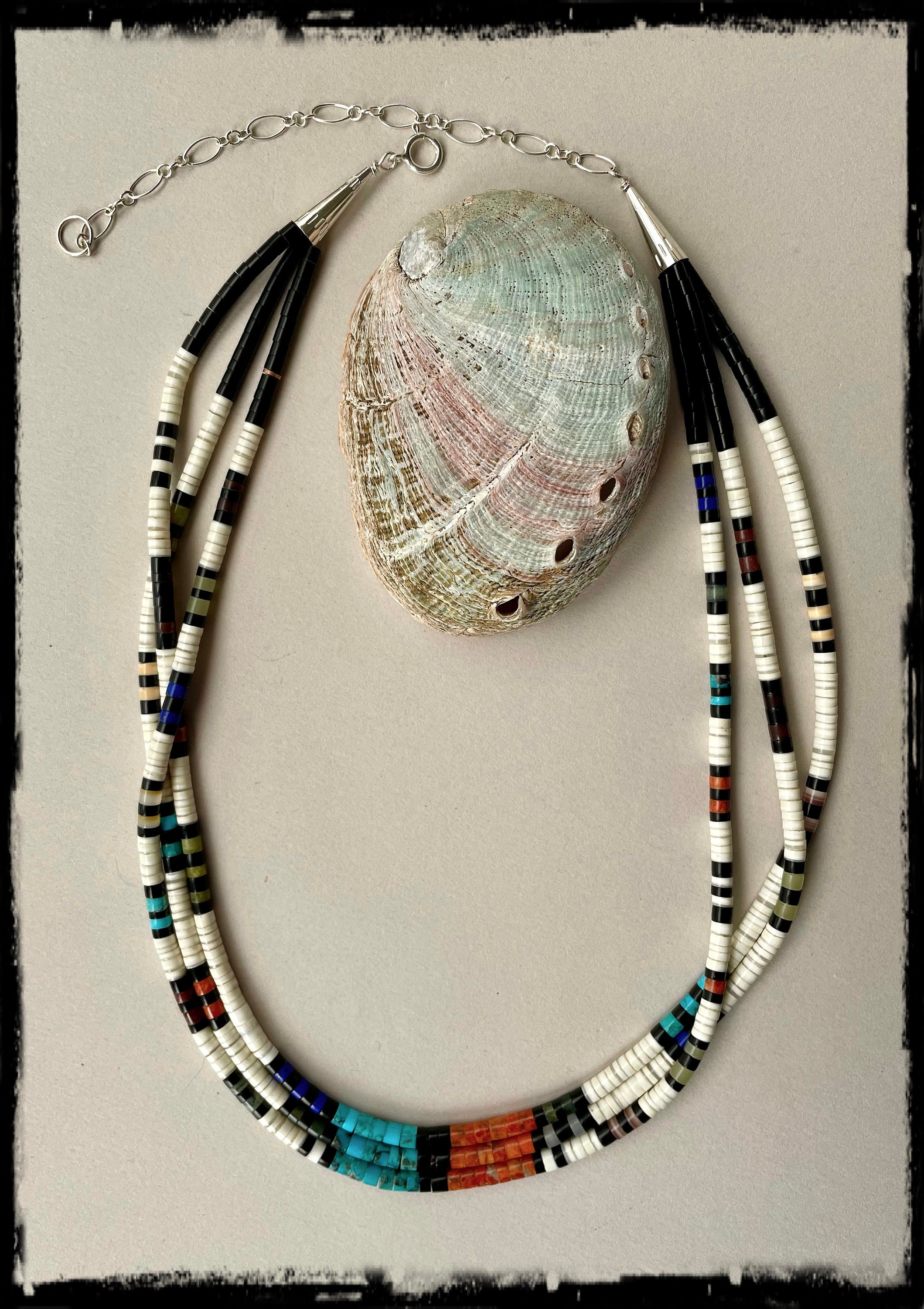 Native American Halskette Onyx Türkis Sterling Silber NATIVE