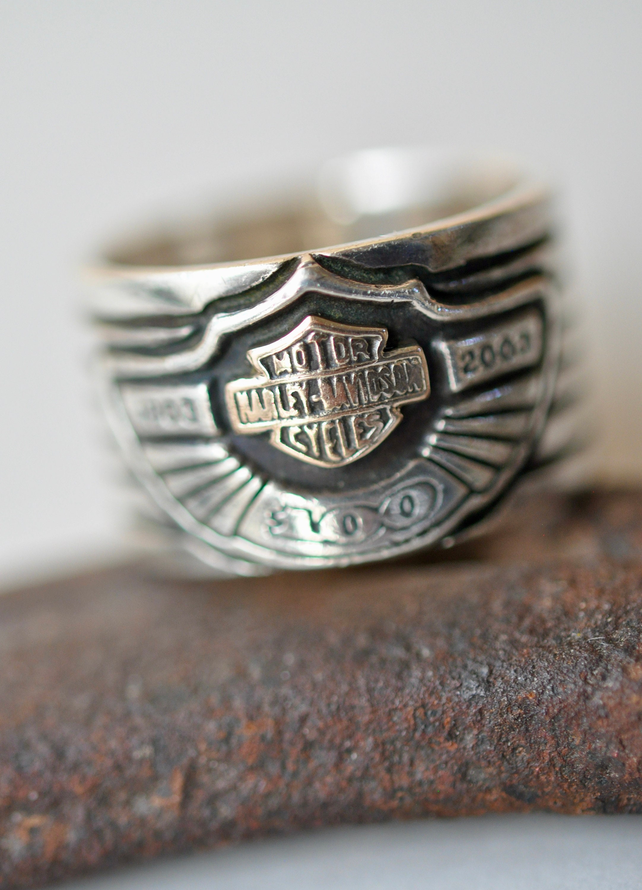 Vintage harley Davidson 100 Anniversary Ring Silver and Gold Size 10 Etsy Canada