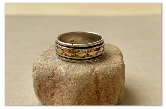 Fabulous Vintage Native American Navajo 14k Gold Alvin Monte Sterling Silver Bracelet Old Fabulous Vintage Native American Navajo 14k Gold Alvin Monte Sterling Silver Bracelet Old