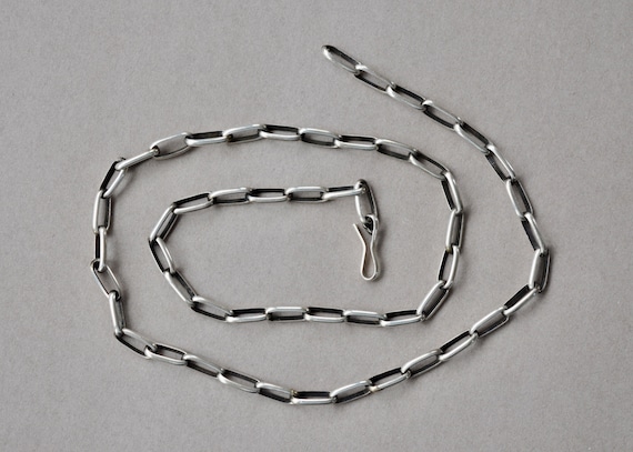 Thick Hand Woven Chain Link Sterling Silver Native American Navajo Bracelet Thick Hand Woven Chain Link Sterling Silver Native American Navajo Bracelet