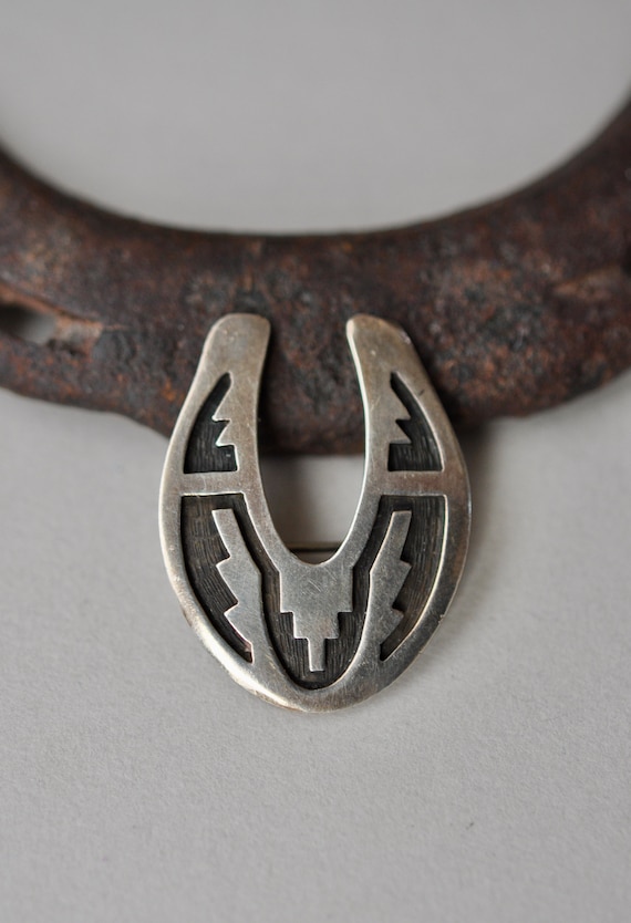 Vintage Native American sterling silver Hopi  Hor… - image 1
