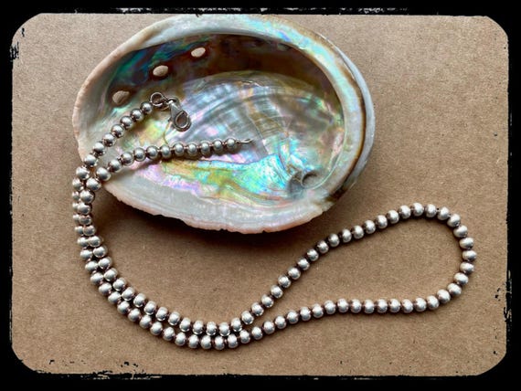 Native American Navajo Pearls necklace (old stock) sterling silver 15.5"