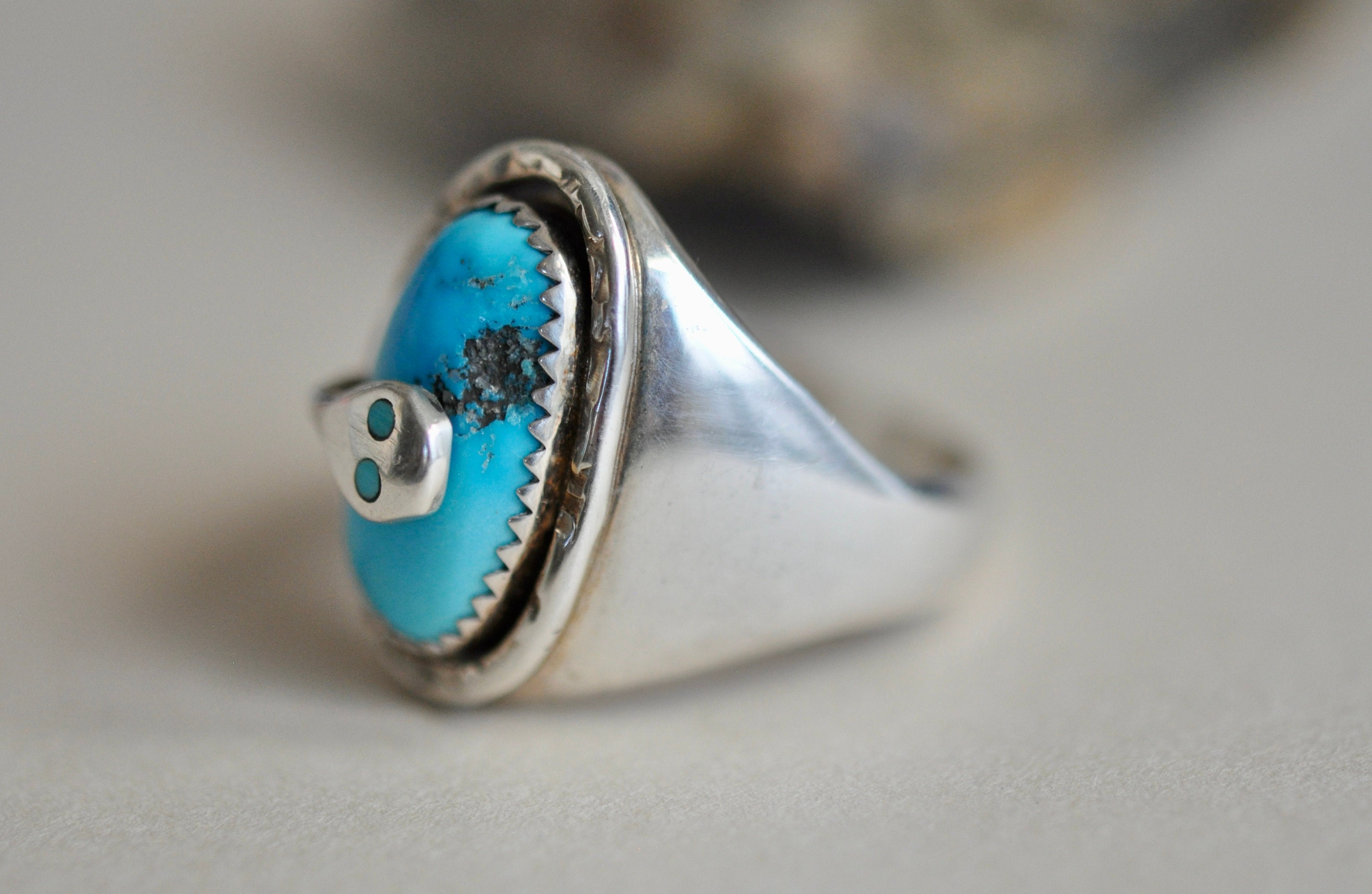 Vintage Native American Snake Ring by Zuni Artist Effie Vintage Native American Snake Ring by Zuni Artist Effie