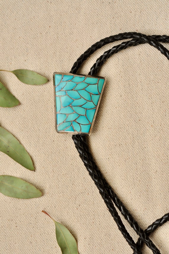 Vintage Native American Sterling Silver and Turquoise Inlay