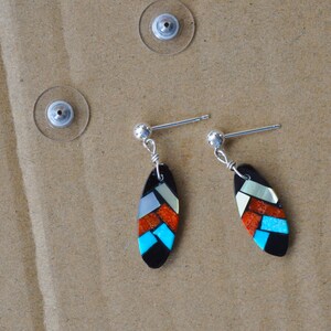 Native American Inlay Feather Pattern Earrings by Artist Charlotte ...
