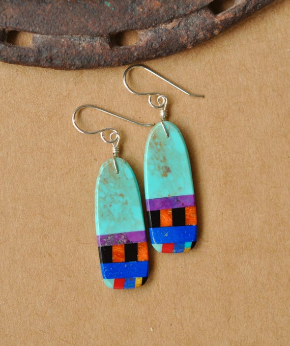 Native american slab earrings best sale