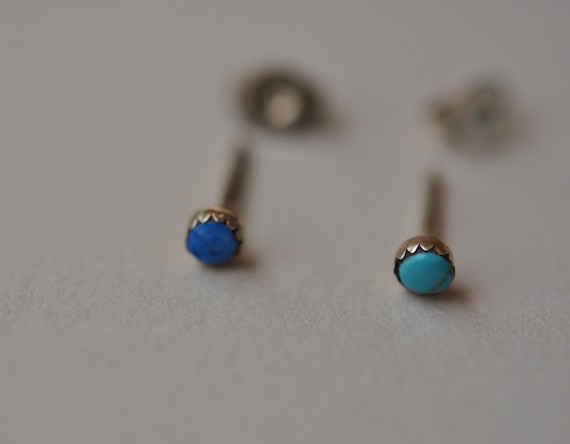 Vintage Native American tiny stud earrings mismat… - image 1
