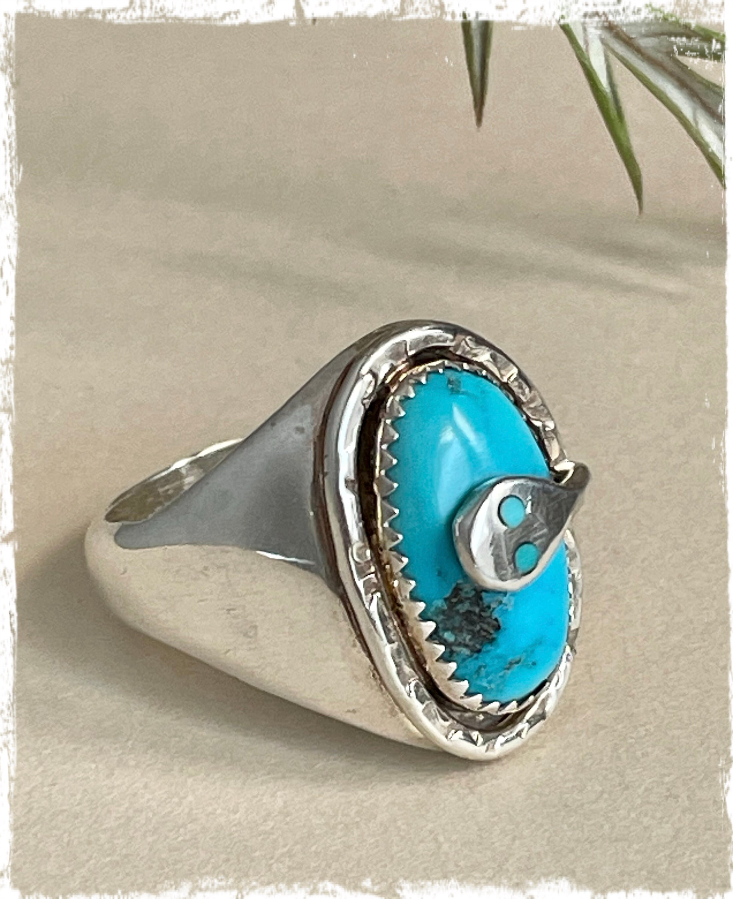 Vintage Native American Snake Ring by Zuni Artist Effie