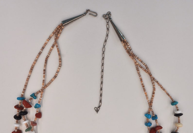 Vintage Native American 3 Strand Heishi Shell and Multi-Stone Nuggets Necklace Permanently reduced