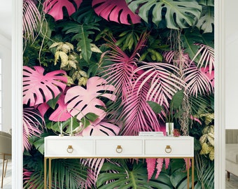 Tropical Leaves Wallpaper Peel and Stick Wallpaper Removable Traditional Pre-Pasted Self-Adhesive Office Bedroom Monstera leaves Vinyl FP305