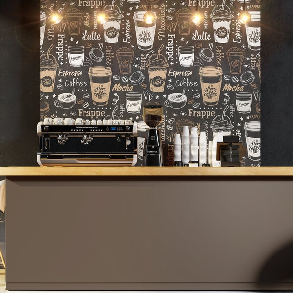 Coffee Shop Wallpaper Peel and Stick Wallpaper Removable Traditional Pre-Pasted Self-Adhesive Restaurant Cafe Wallpaper Coffee House FP809