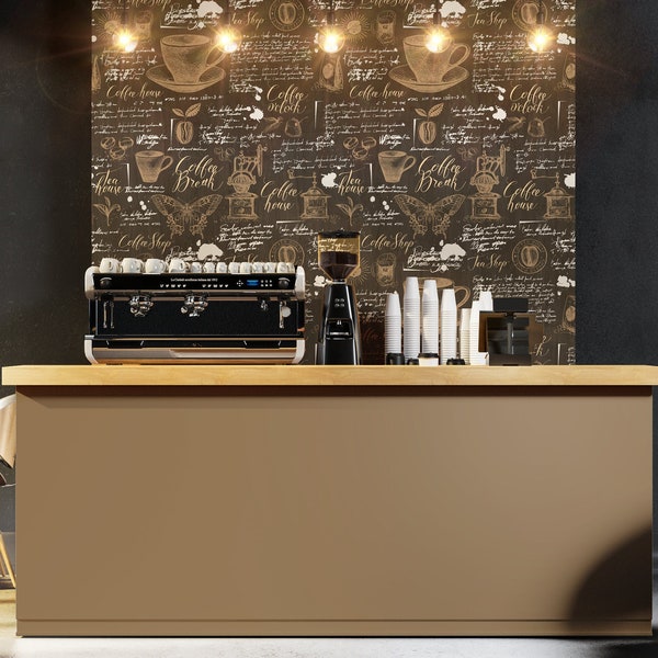 Coffee Shop Wallpaper Peel and Stick Wallpaper Removable Traditional Pre-Pasted Self-Adhesive Restaurant Cafe Wallpaper Coffee House FP811