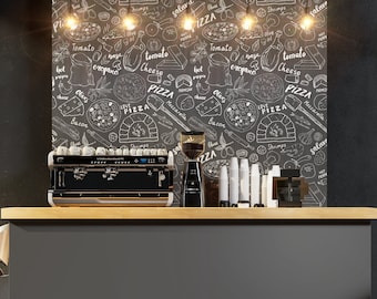 Pizza Wallpaper Peel and Stick Wallpaper Removable Traditional Pre-Pasted Self-Adhesive Restaurant Italian Cafe Wallpaper Fast Food FP810