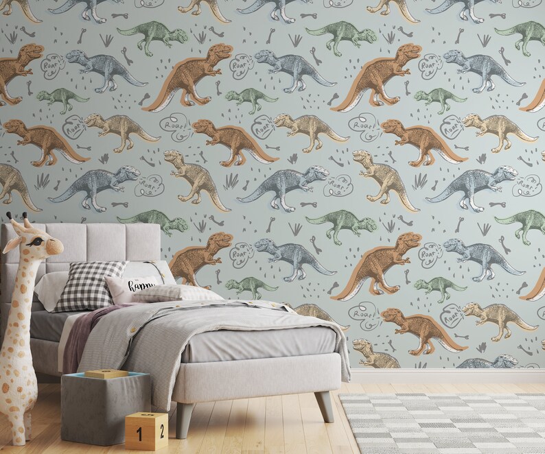 Dinosaur Wallpaper Peel and Stick Wallpaper Removable Traditional Pre