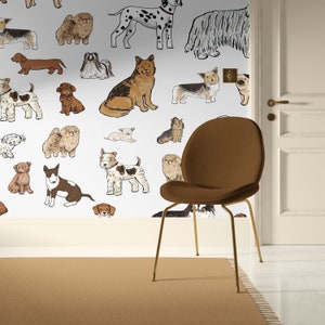 Mixed Breeds Dog Wallpaper Peel and Stick Wallpaper Removable Traditional Pre-Pasted Self-Adhesive Animal Dog Wallpaper FP805 bild 2