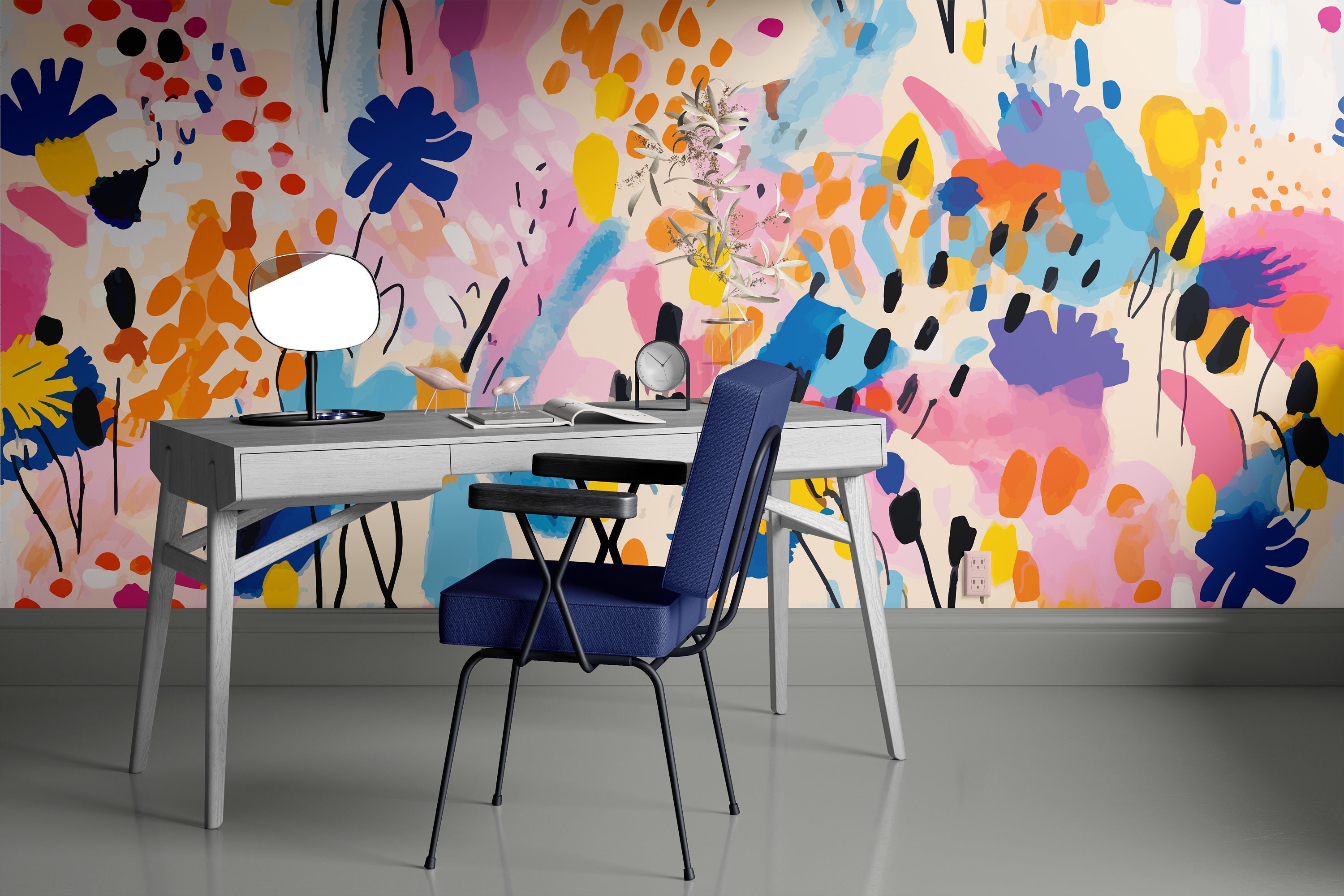 Abstract Colorful Wallpaper Peel and Stick Wallpaper Removable Traditional Pre-Pasted Self-Adhesive Office Paintbrush Bathroom Modern FP200