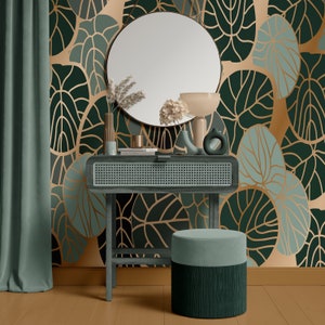 Yellow Floral Paisley Pattern Peel & Stick Wallpaper, Luxurious Yellow And Navy Self-adhesive - View #12