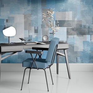 Abstract Wallpaper Peel and Stick Wallpaper Removable Traditional Pre-Pasted Self-Adhesive Office Minimal Bathroom Modern Blue Grey FP207