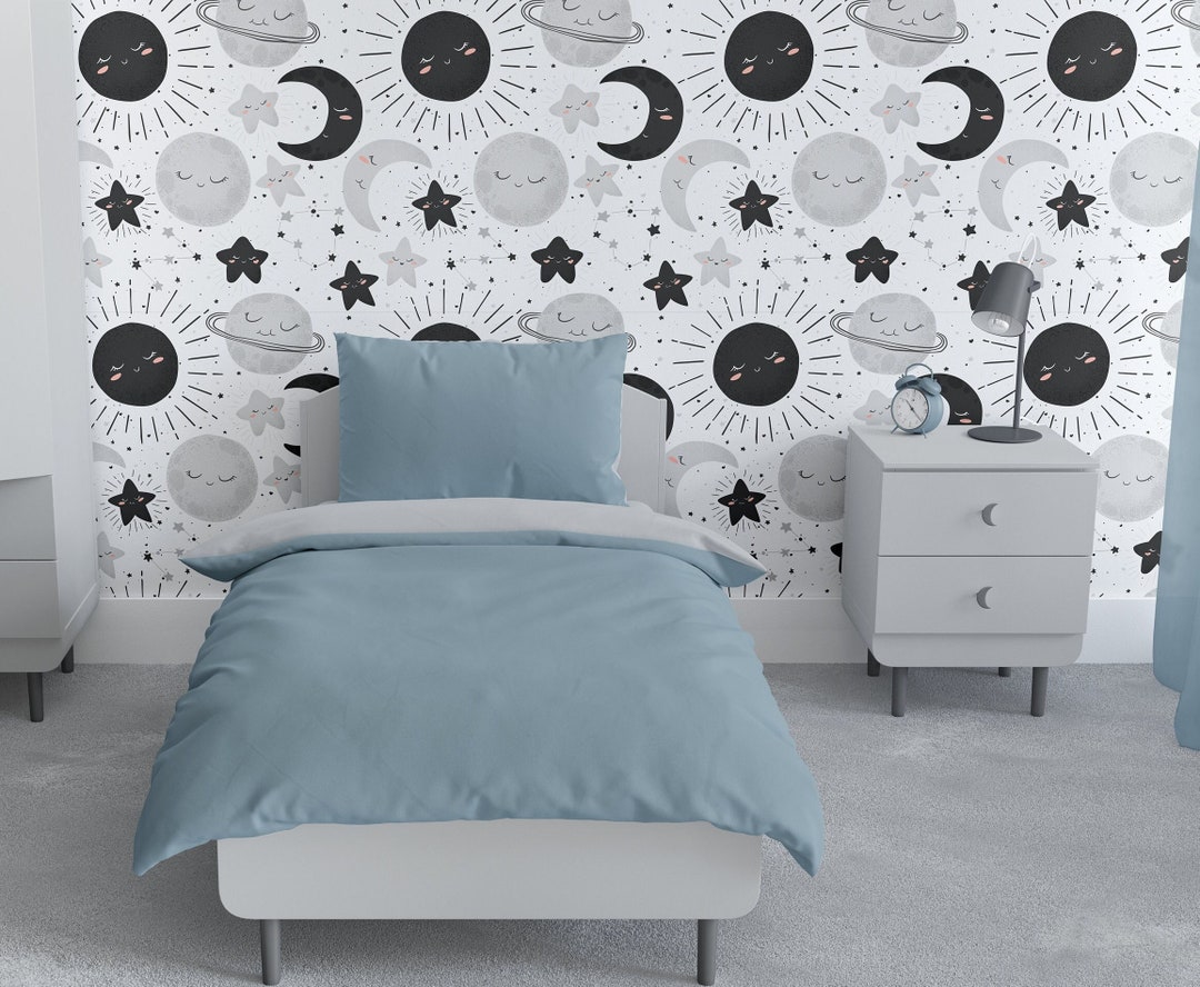 Galaxy Moon and Stars Wall Mural Wallpaper Peel and Stick Wallpaper ...