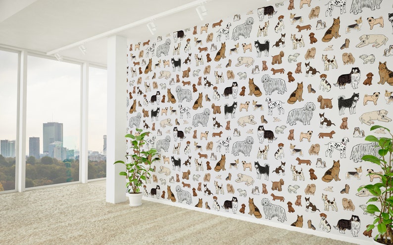 Mixed Breeds Dog Wallpaper Peel and Stick Wallpaper Removable Traditional Pre-Pasted Self-Adhesive Animal Dog Wallpaper FP805 bild 7