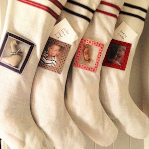 Bolsillo para fotos de medias navideñas, Adviento, enviar carta a Papá Noel, regalo de Navidad para recién casados, primera Navidad del bebé, medias navideñas familiares