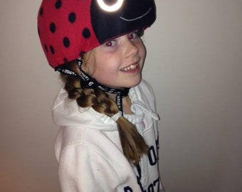Personalised ladybird  helmet cover , riding hat cover , pretty equestrian hat cover ,  bike helmet cover,  gift for sporty girl