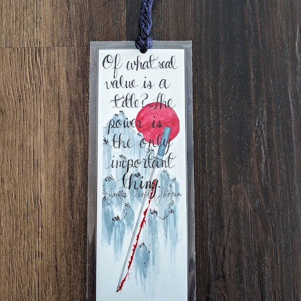 Original Watercolor Bookmark with Hand Lettered Shogun Quote