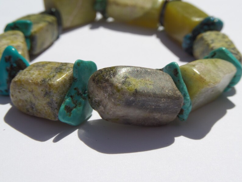 Yellow Turquoise and Turquoise Chip Good Luck Bracelet Etsy