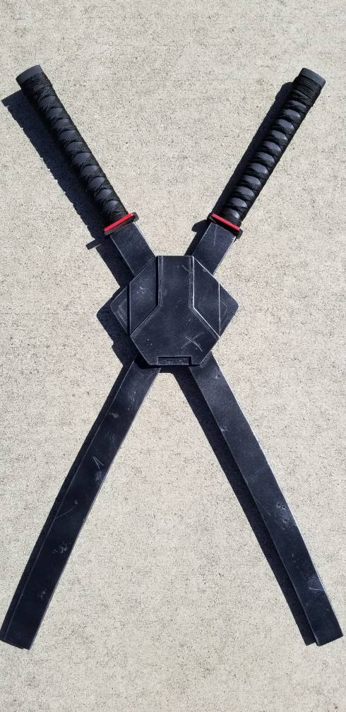 Full set WOOD Deadpool inspired scabbard set.