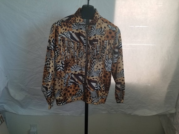 Vintage EVR Size S/P 1990s Cheetah Print Zipper Do