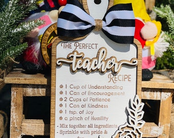 Perfect teacher recipe, teacher gifts, teacher appreciation, teacher cutting board, gifts from student, classroom decor, tier tray decor