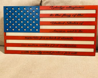 Pledge of allegiance sign, america, 3d sign, wall decor, home decor, freedom, layered sign, large wall decor, USA, americana, American flag