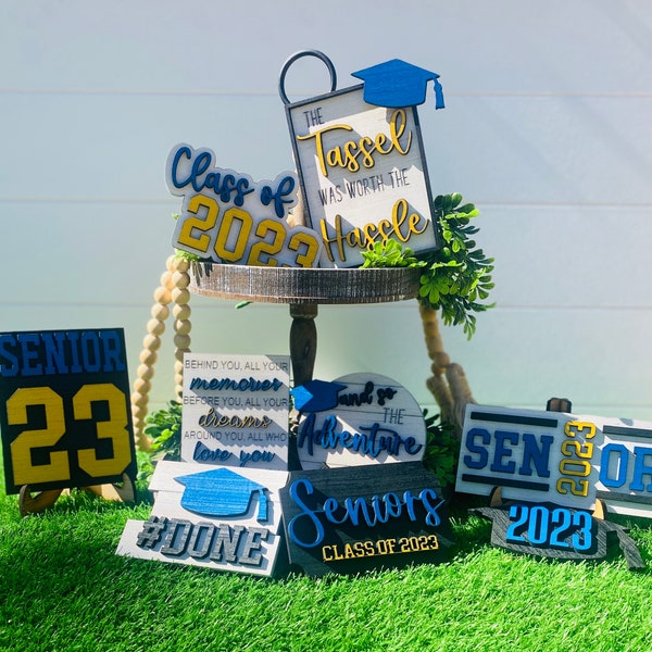 Graduation / Senior 2024 / Tier Tray decor / class of 2024 / home decor / #done / college /high school / tassel was worth the hassle seniors