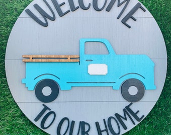 Interchangeable farm truck welcome door hanger home decor FREE SHIPPING