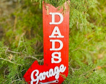 Dads garage arrow sign, wall decor, garage decor, Father’s Day, gift for dad, gift for grandpa, grandparents day, best dad, #1 dad, man cave