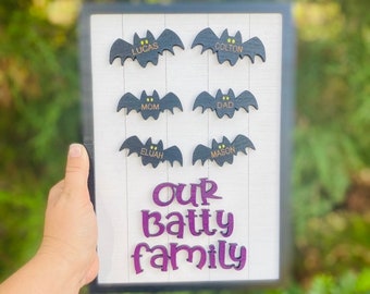 Personalized gifts - personalized Halloween sign - our Batty family - Halloween bat sign - wall decor - home decor - Fall decor