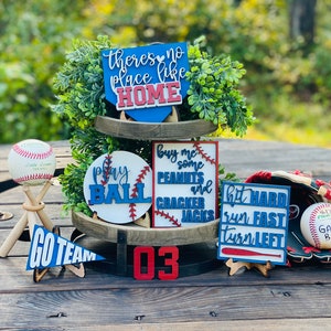 Baseball Tier Tray Set, woondecoratie, honkbaldecor, mancave, thuis is waar mijn hart is, thuisplaat, honkbal, kinderkamerdecor, speelbal